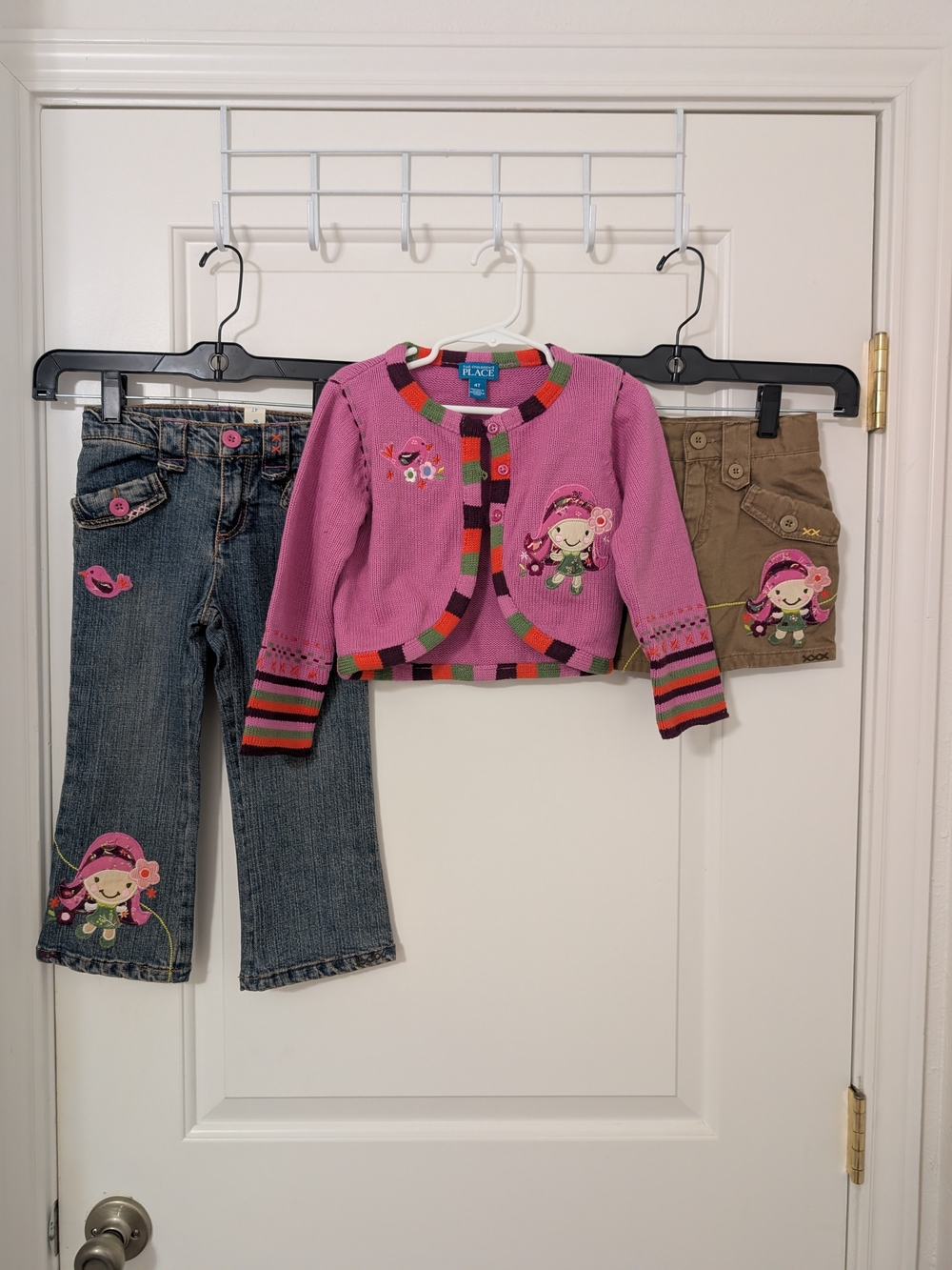 Y2K Children's Place 4T Girl Doll Cardigan Jeans Skort 3 Piece Outfit
